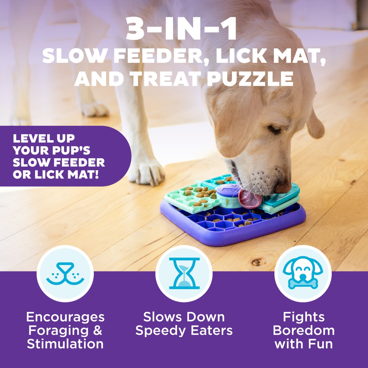 Nina Ottosson Lick N’ Flip 3-in-1 slow feeder lick mat and treat puzzle for dogs
