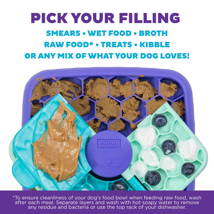 Nina Ottosson Lick N’ Flip dog puzzle with kibble wet food smears and treats