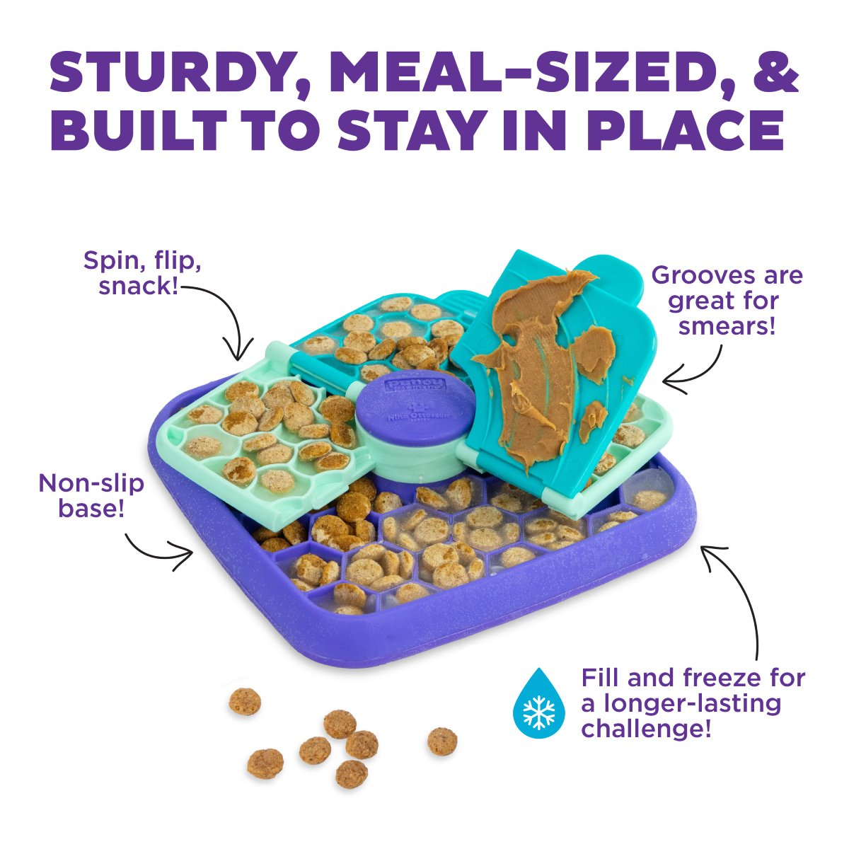 Nina Ottosson Lick N’ Flip sturdy meal-sized dog puzzle with non-slip base