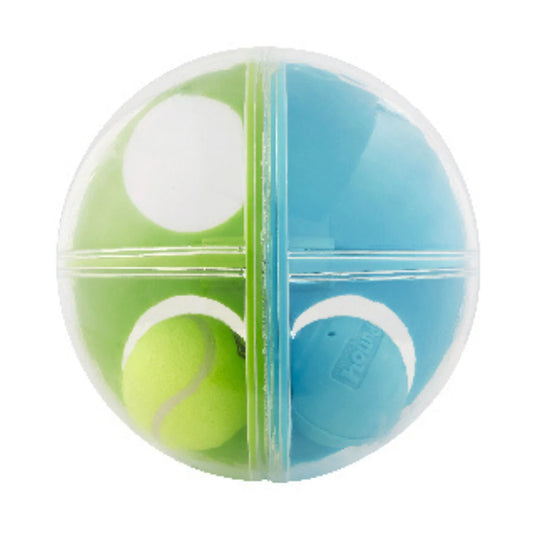 Nina Ottosson A-Maze Ball dog puzzle toy with large maze ball and two inner balls for treat dispensing play