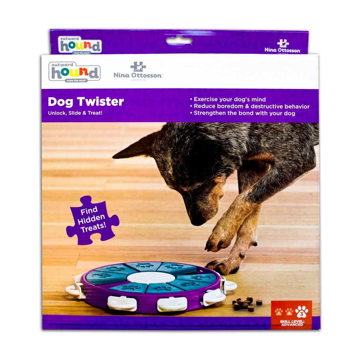 Nina Ottosson Dog Twister Level 3 dog puzzle toy packaging front