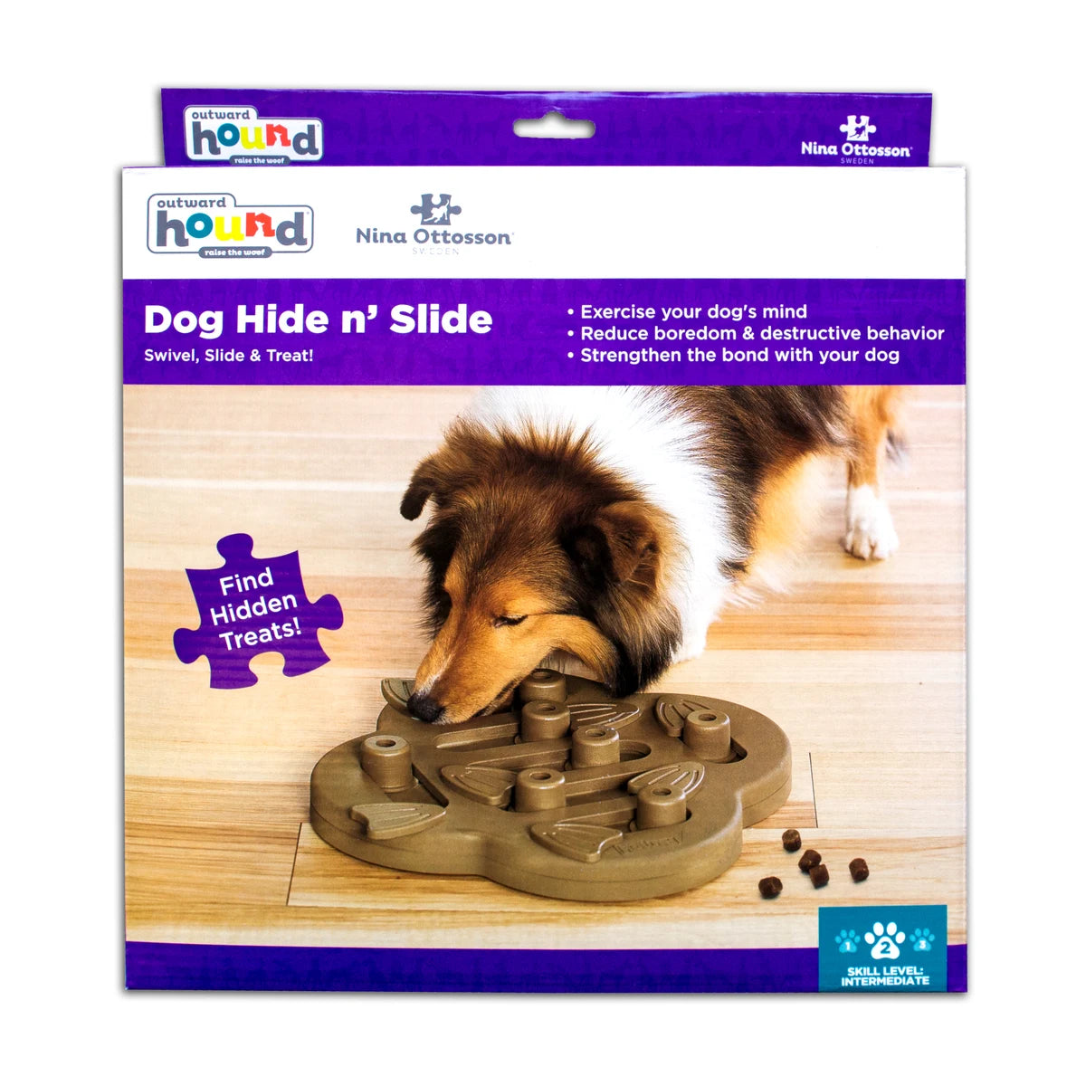 Nina Ottosson Dog Hide n Slide Composite Level 2 puzzle toy packaging front