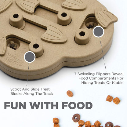 Nina Ottosson Hide n Slide composite dog puzzle features sliding tracks and treat compartments