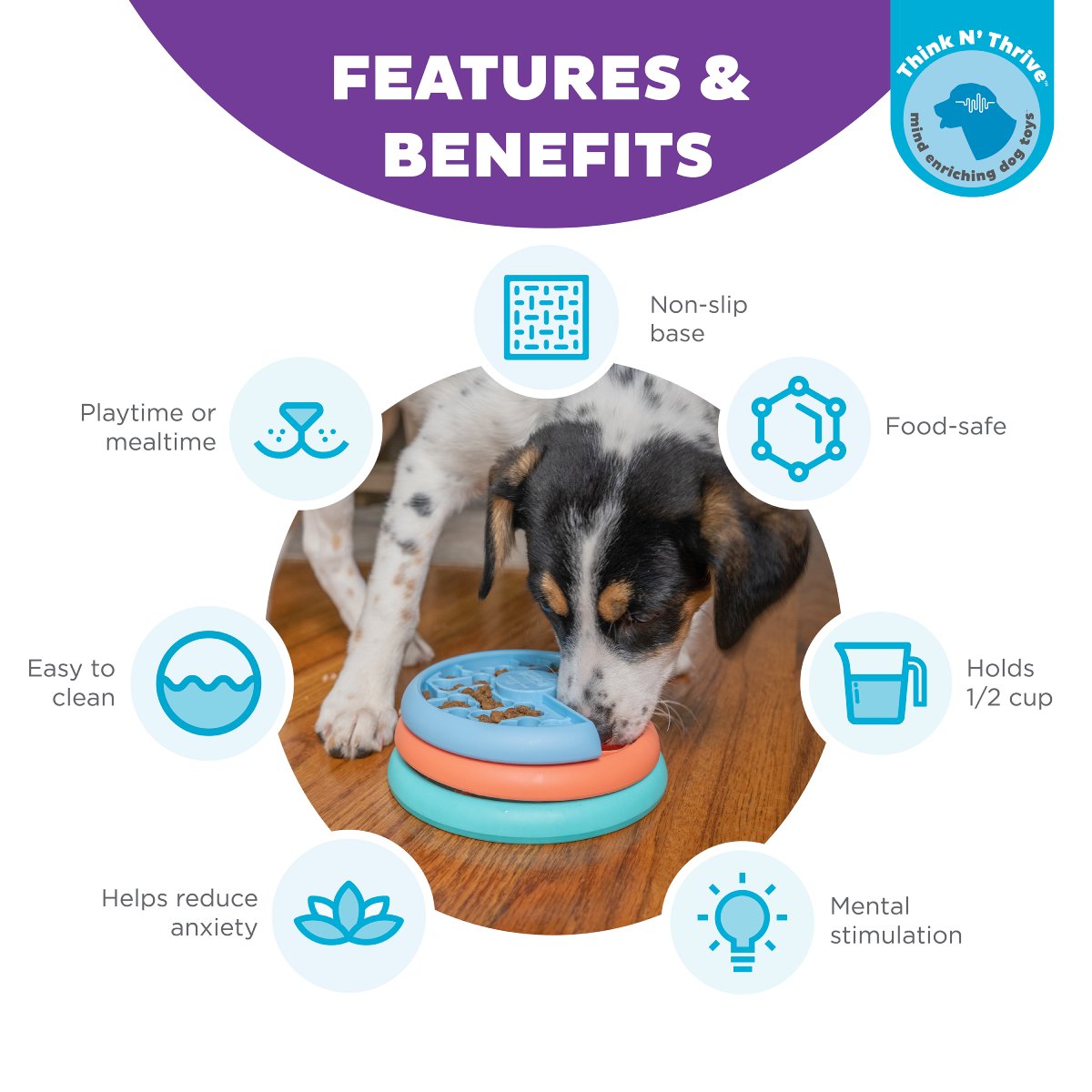 Nina Ottosson Puppy Lickin' Layers features and benefits for puppy enrichment, slow feeding and mental stimulation