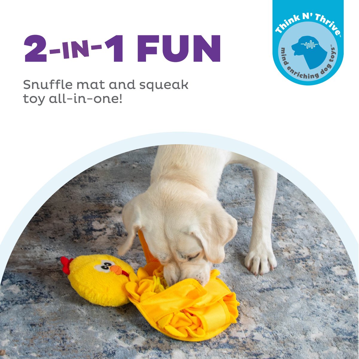 Nina Ottosson Snuffle Palz Chicken 2 in 1 dog toy with snuffle mat and squeaky plush toy for interactive play