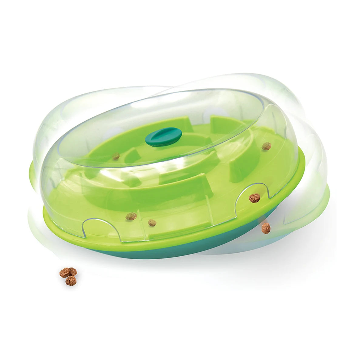 Wobble Bowl tilting to release treats as a slow feeder and enrichment toy