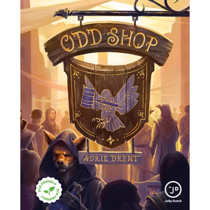 Odd Shop Card Game front artwork showing the Odd Shop sign and fantasy collectors