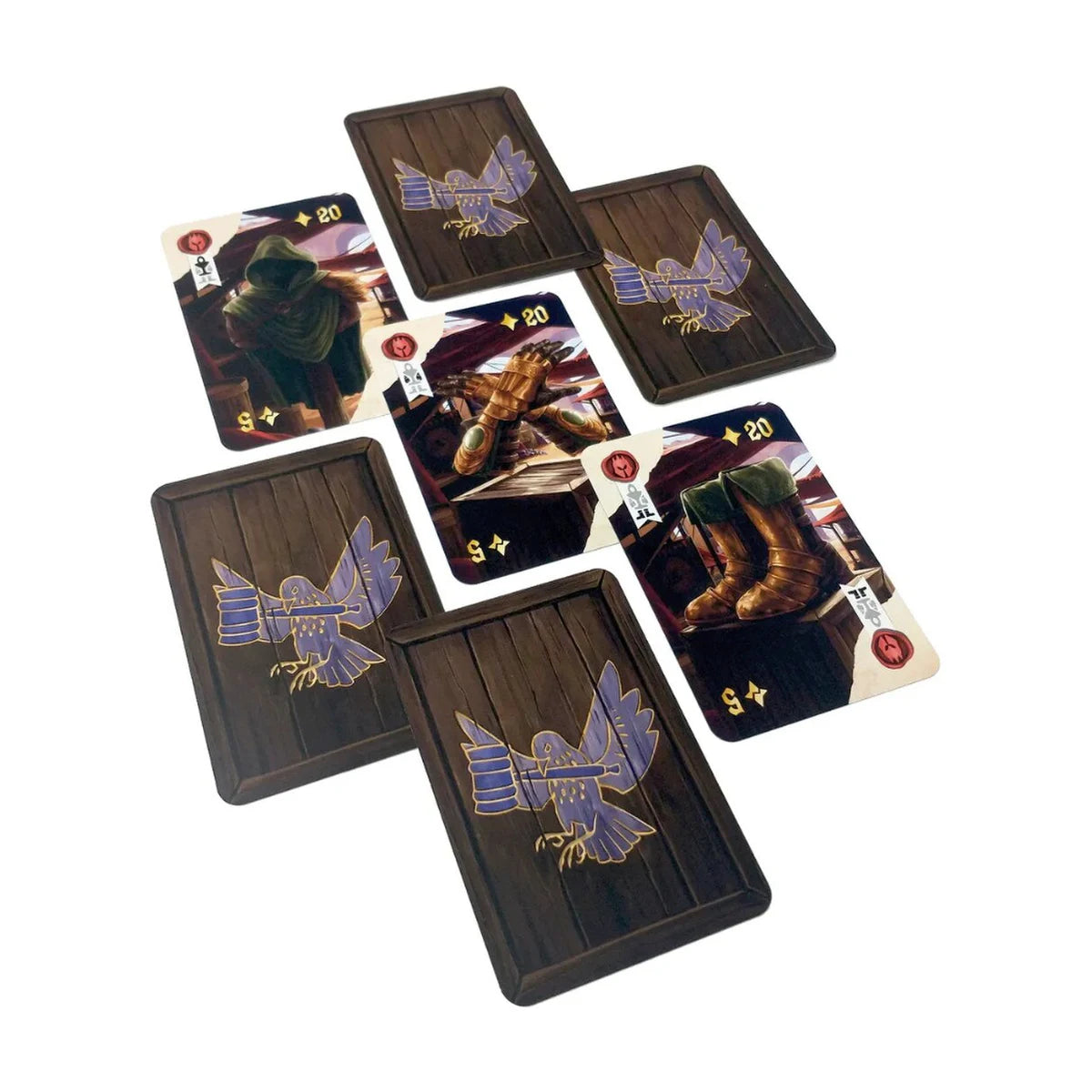 Odd Shop Gear item cards showing equipment pieces and matching card backs
