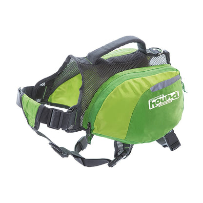 Outward Hound DayPak Saddleback Dog Backpack in Green with expandable storage pockets and adjustable straps