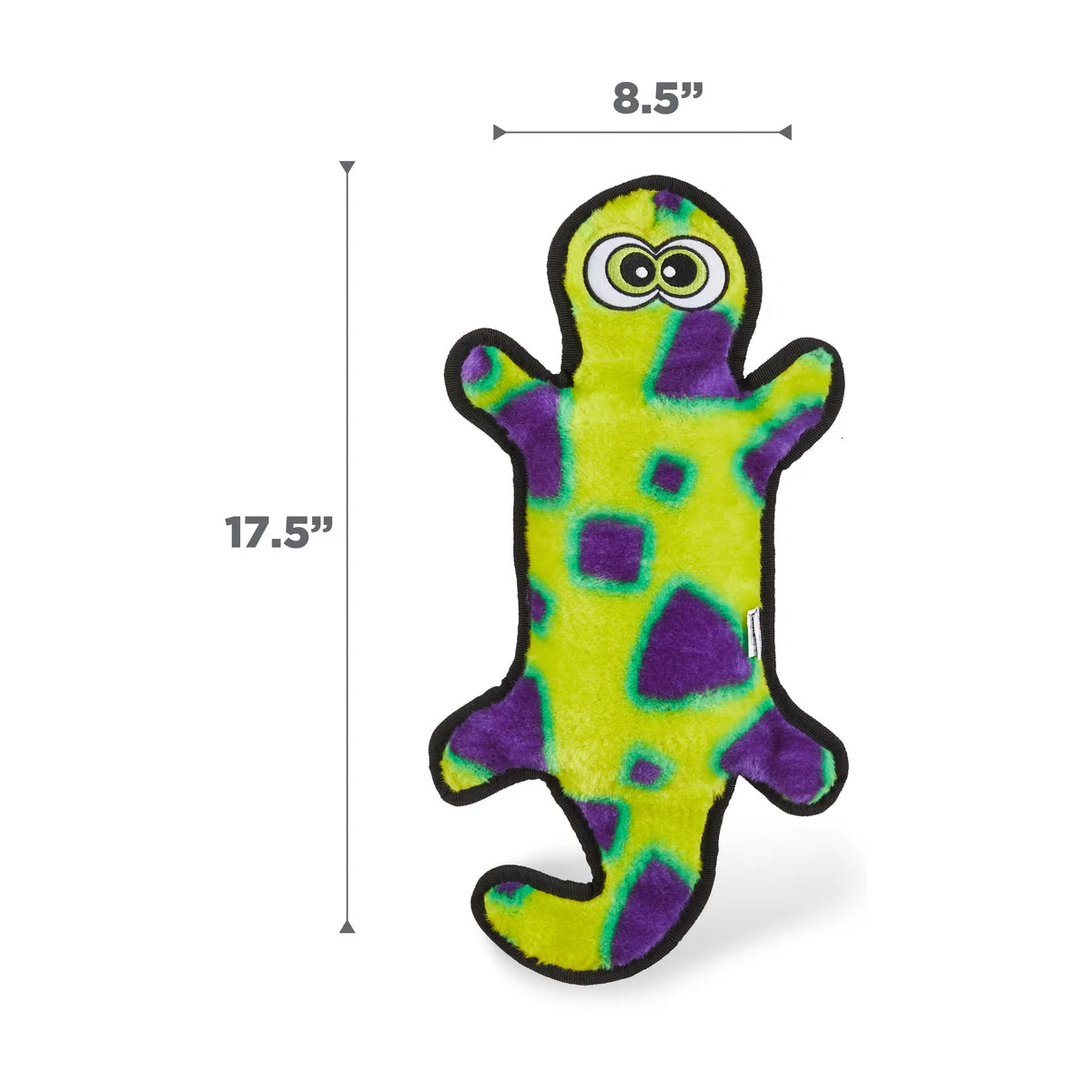 Outward Hound Durablez Gecko Yellow Large dog toy showing 44.5 cm height and 21.6 cm width