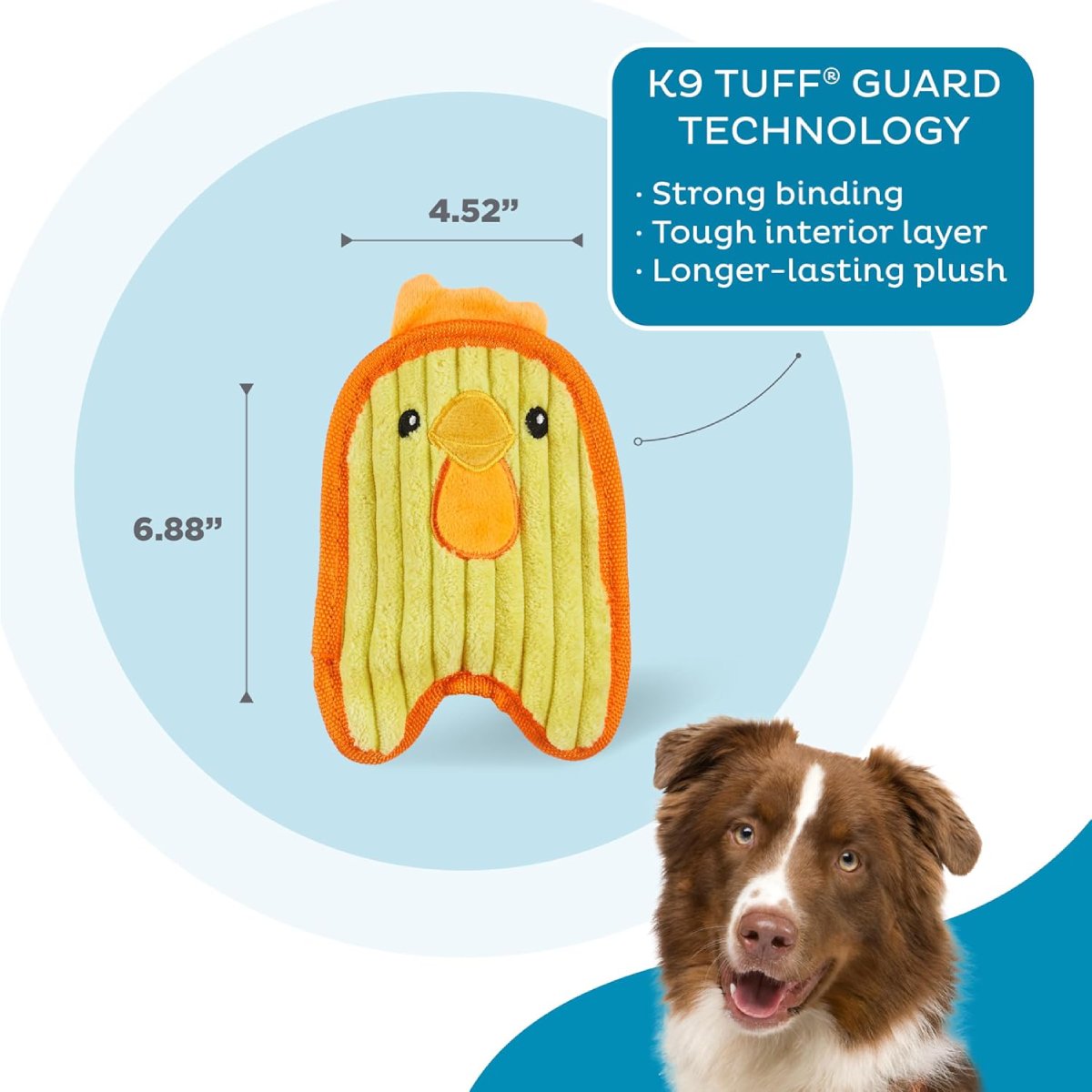 Outward Hound Durablez Mini Chicken measuring 17.5 cm by 11.5 cm with K-9 TUFF GUARD construction