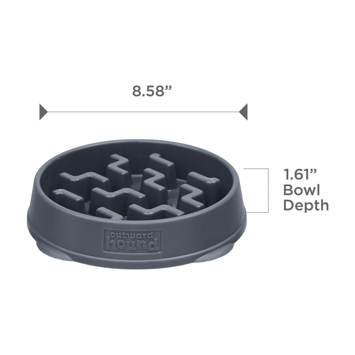 Outward Hound Fun Feeder Notch Carbon Medium showing 21.8 cm diameter and 4.1 cm bowl depth
