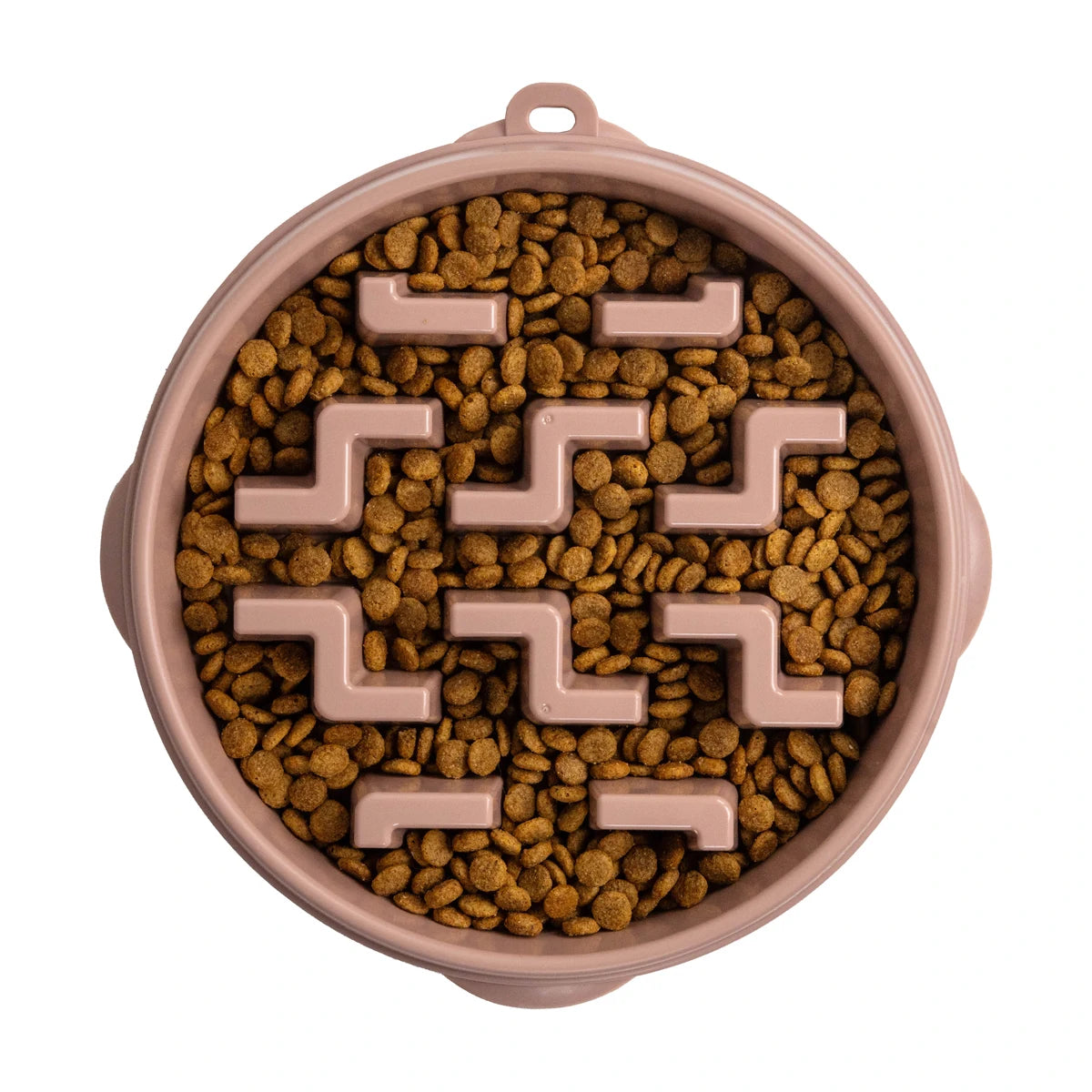 Outward Hound Fun Feeder Notch DRS Large slow feeder dog bowl filled with dry food