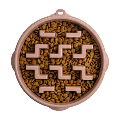 Outward Hound Fun Feeder Notch DRS Large slow feeder dog bowl filled with dry food