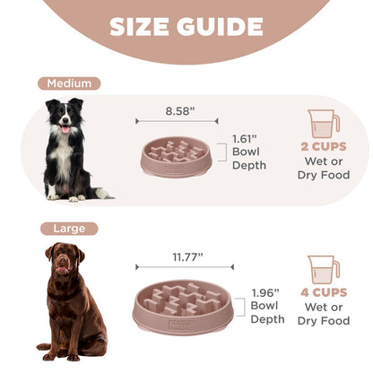 Outward Hound Fun Feeder Notch DRS size guide for Medium 2 cup and Large 4 cup bowls