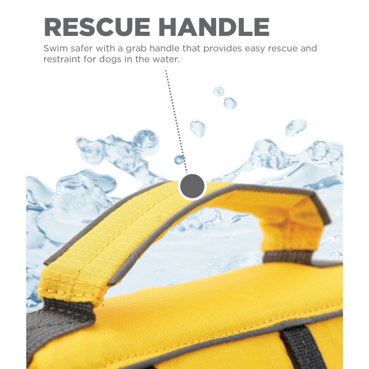 Outward Hound Granby Splash yellow dog life jacket top rescue handle
