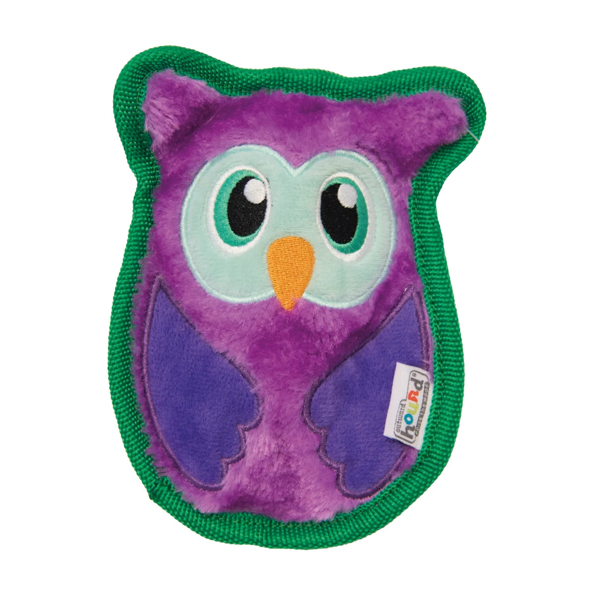Outward Hound Invincibles Mini Owl purple and green stuffing-free plush squeaky dog toy