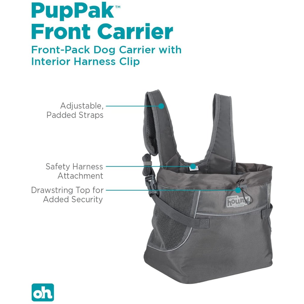 Outward Hound PupPak dog front carrier adjustable shoulder straps and waist support shown from behind