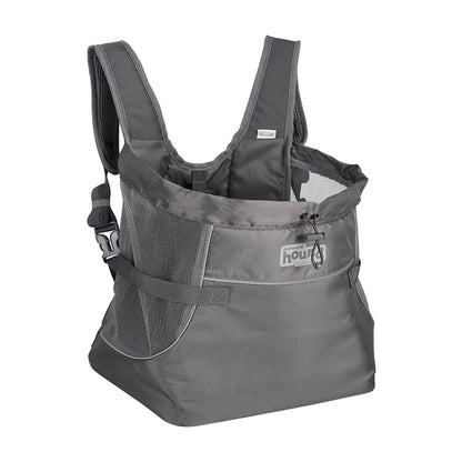 Outward Hound PupPak grey front dog carrier with padded straps, mesh panels and storage pockets