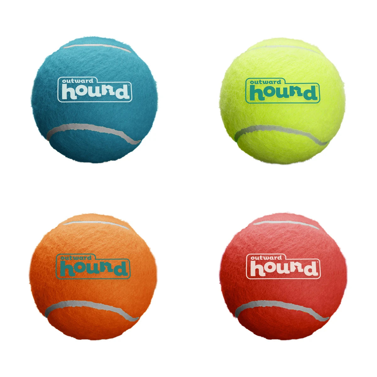 Outward Hound Squeaker Ballz X-Small 4 pack in blue green orange and red