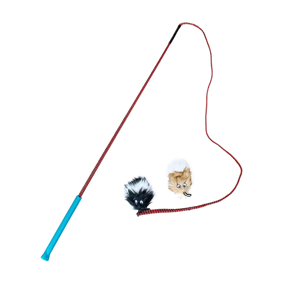 Outward Hound Tail Teaser dog wand with flexible cord and two faux-fur lure toys