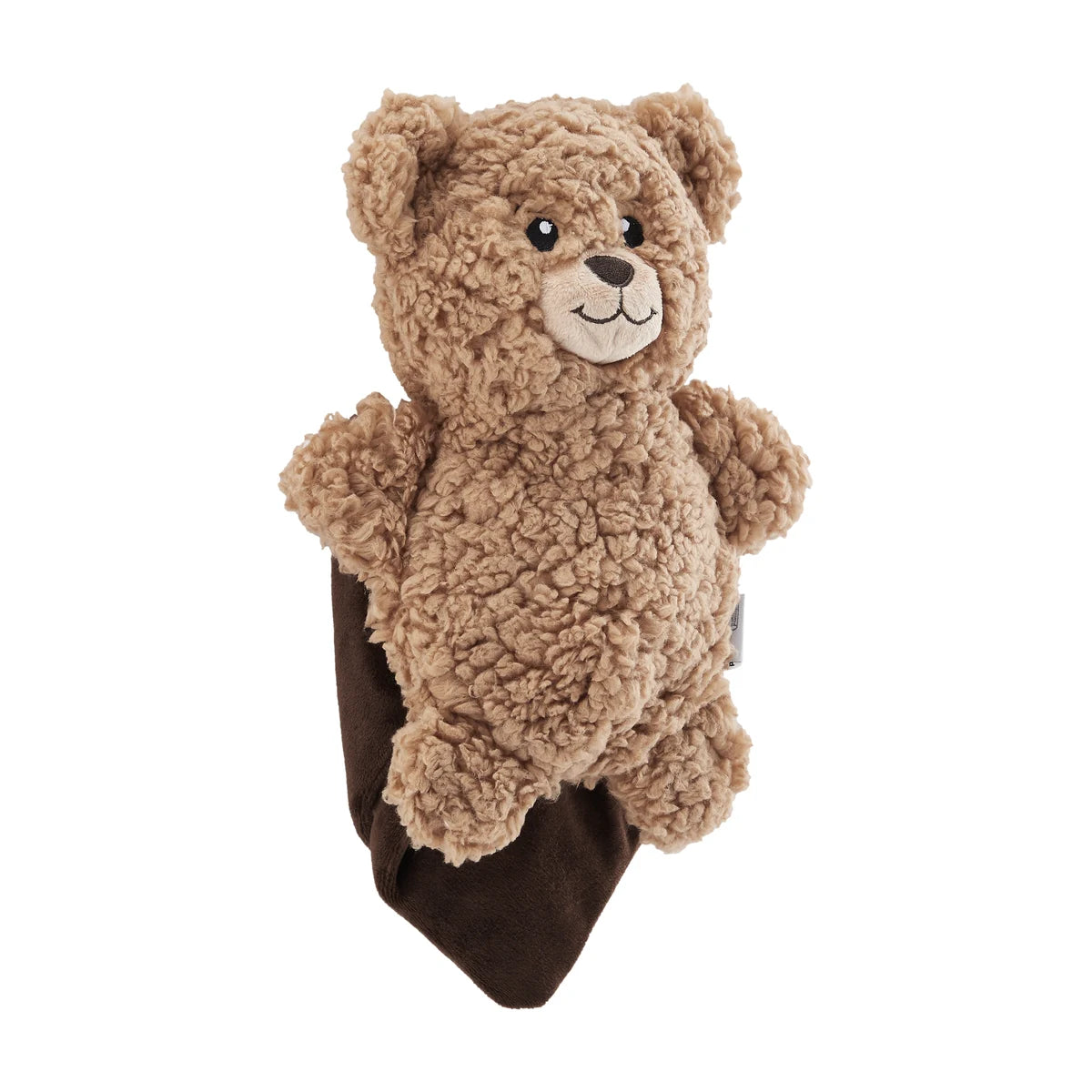 Outward Hound Blanket Buddies Bear brown plush dog toy with mini blanket for gentle dog play
