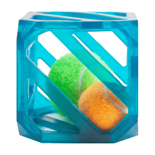 Outward Hound Puzzle Cube interactive dog toy with two squeaky tennis balls