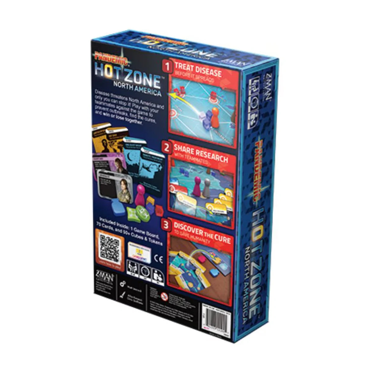 Pandemic Hot Zone North America cooperative board game box back with gameplay details