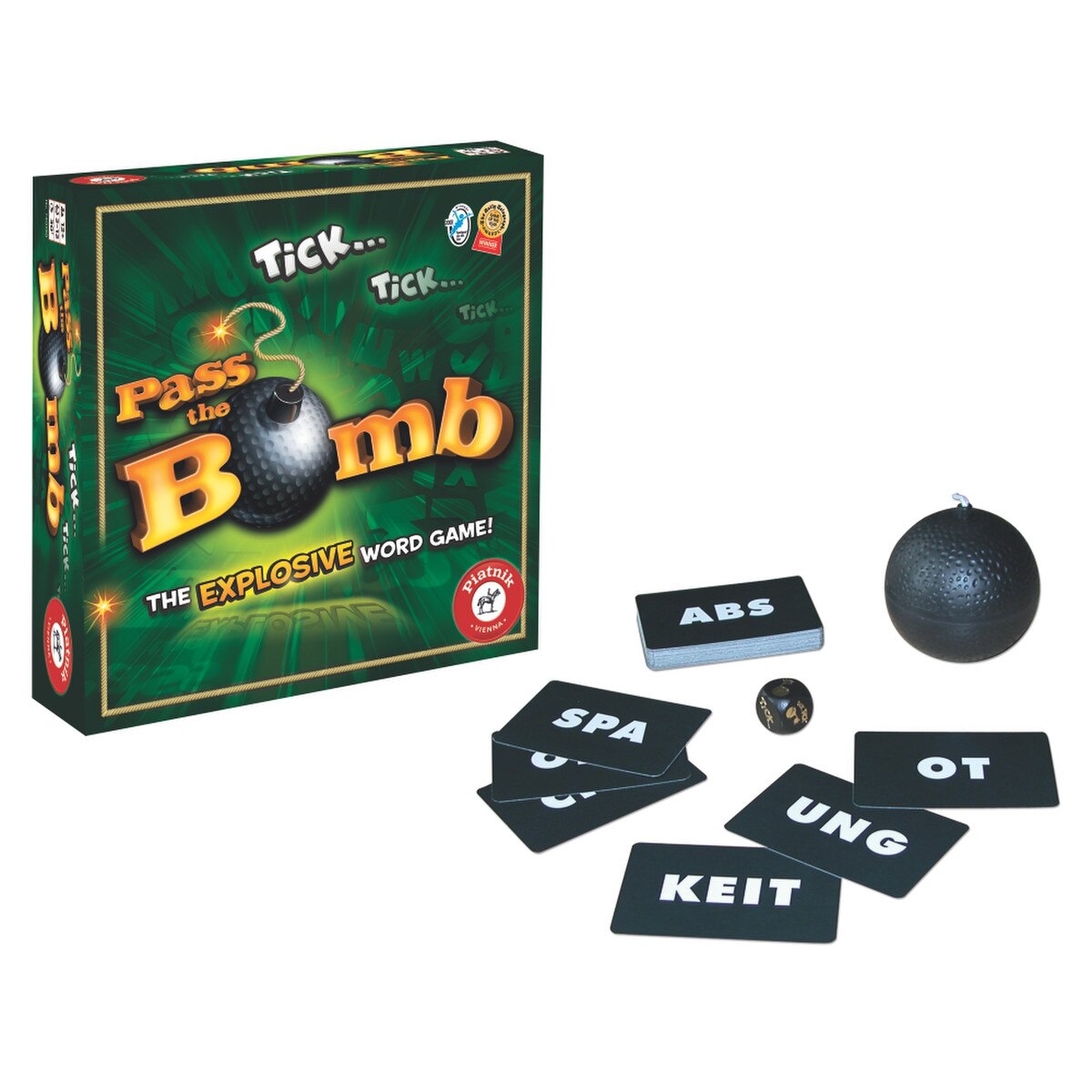 Pass the Bomb word game with electronic bomb, cards and die