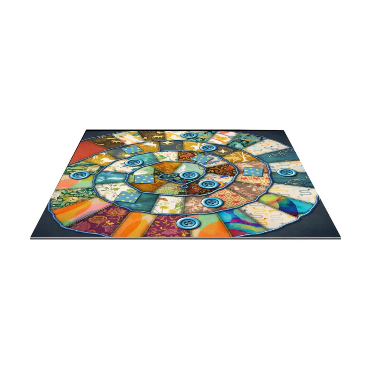 Patchwork 10th Anniversary Edition gameplay board with quilt circle and button pieces