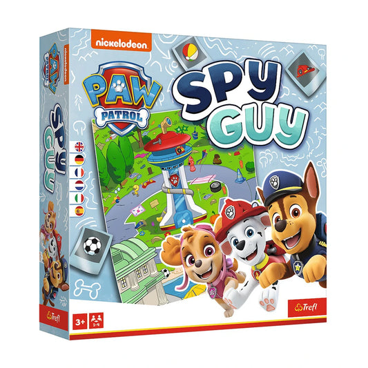 PAW Patrol Spy Guy Board Game box front by Trefl for ages 3 plus with Chase Marshall and Skye artwork