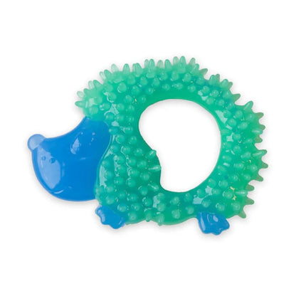 Petstages Cutie Chewies Hedgehog dog chew toy with green textured body and blue head