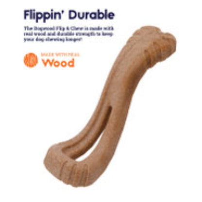 Petstages Dogwood Flip and Chew durable dog toy made with real wood
