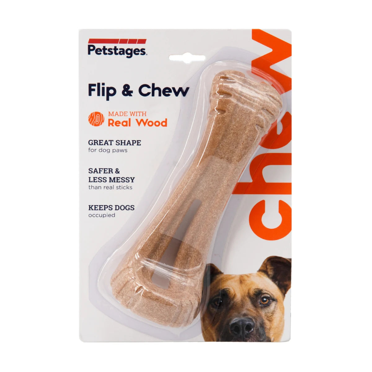 Petstages Dogwood Flip and Chew medium dog chew toy packaging