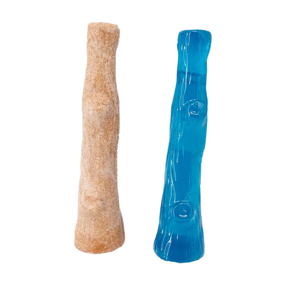 Petstages Dogwood Puppy 2 Pack original wood and blue TPE chew toys