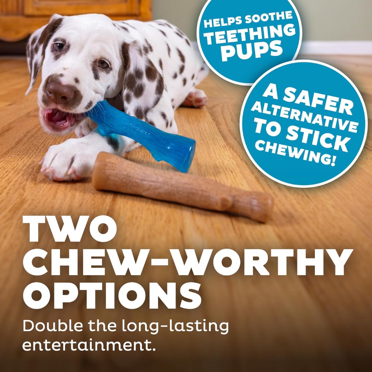 Petstages Dogwood Puppy original and softer TPE chew options