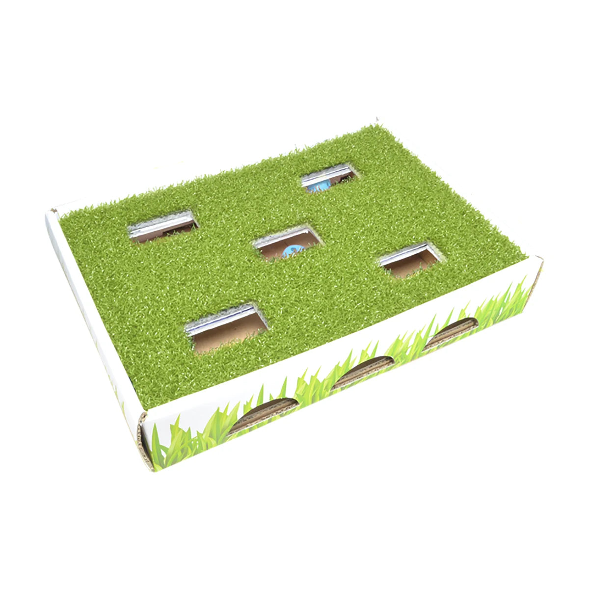 Petstages Grass Patch Hunting Box interactive cat toy with faux grass