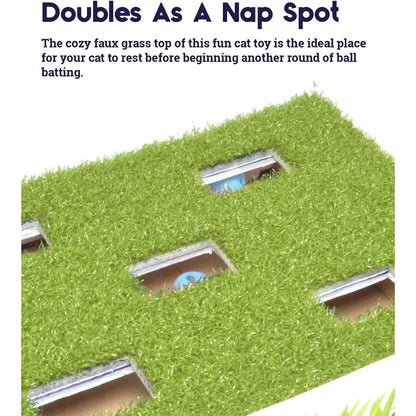 Petstages Grass Patch Hunting Box faux grass top for play and rest