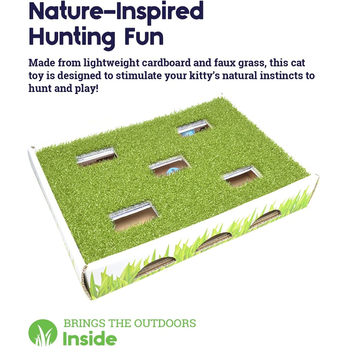 Nature-inspired Petstages Grass Patch Hunting Box for indoor cats