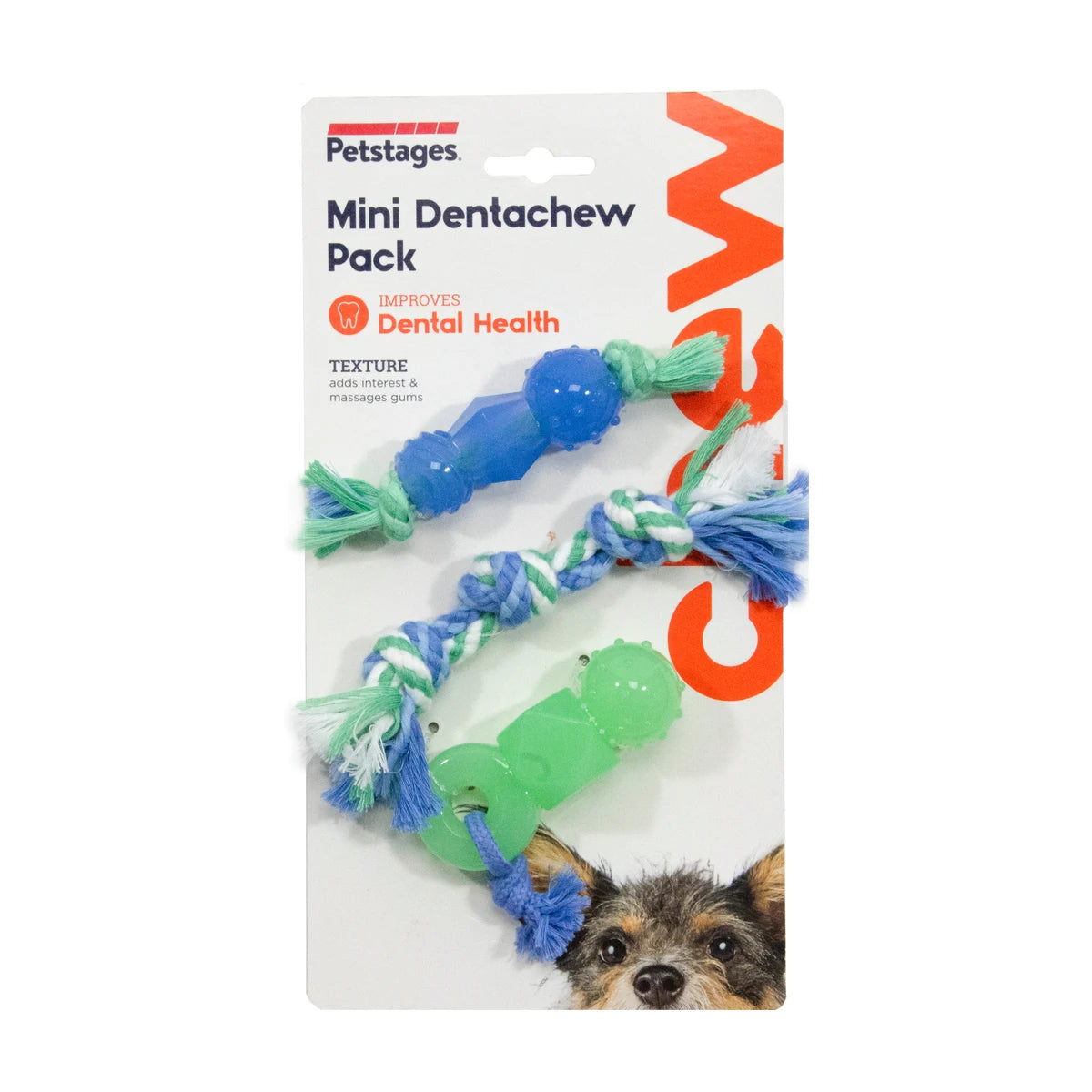 Petstages Mini Dentachew Dog Chew Toy 3 Pack in retail packaging