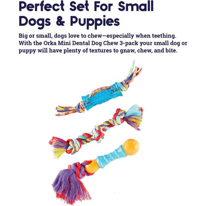 Petstages Orka Mini Dental Chew Toys 3 Pack shown as a chew toy set for small dogs and puppies
