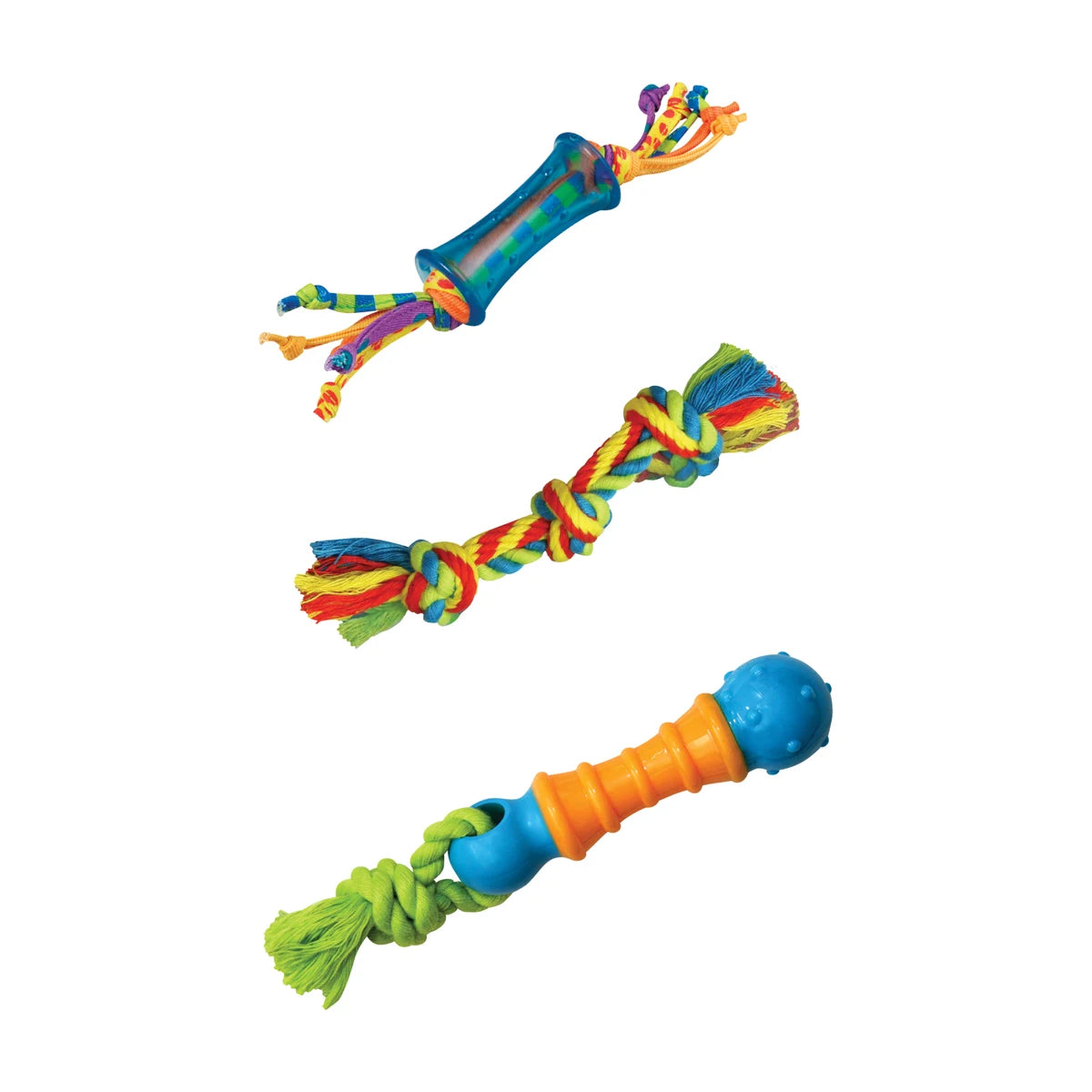 Petstages Orka Mini Dental Dog Chew Toys 3 Pack with three colourful chew toys