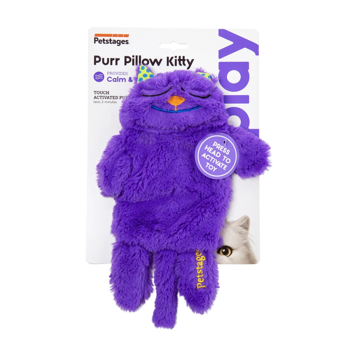 Petstages Purr Pillow Kitty plush cat toy in retail packaging
