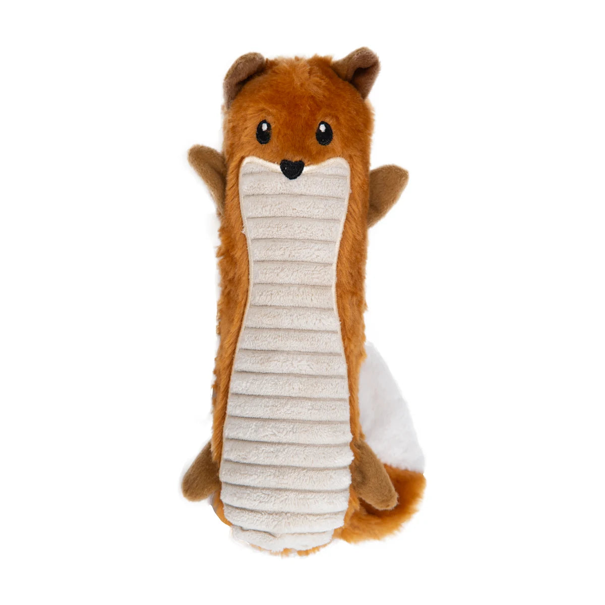 Petstages Stuffing-Free Big Squeak Fox orange plush dog toy