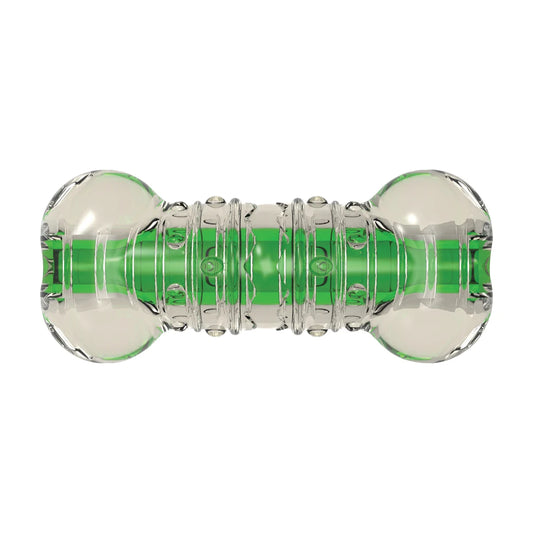 Petstages Crunchcore Bone crunchy dog chew toy with clear outer layer and green inner core