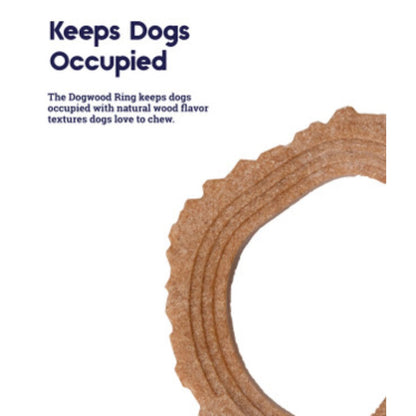 Petstages Dogwood Ring chew toy designed to keep dogs occupied with wood texture chewing