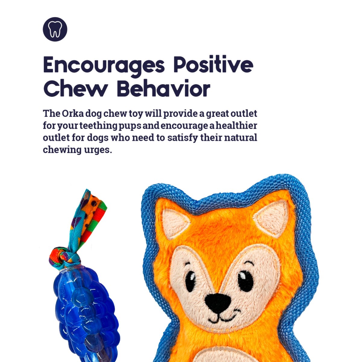 Petstages Mini ORKA and Friends Fox feature image showing chew toy set that encourages positive chewing for puppies