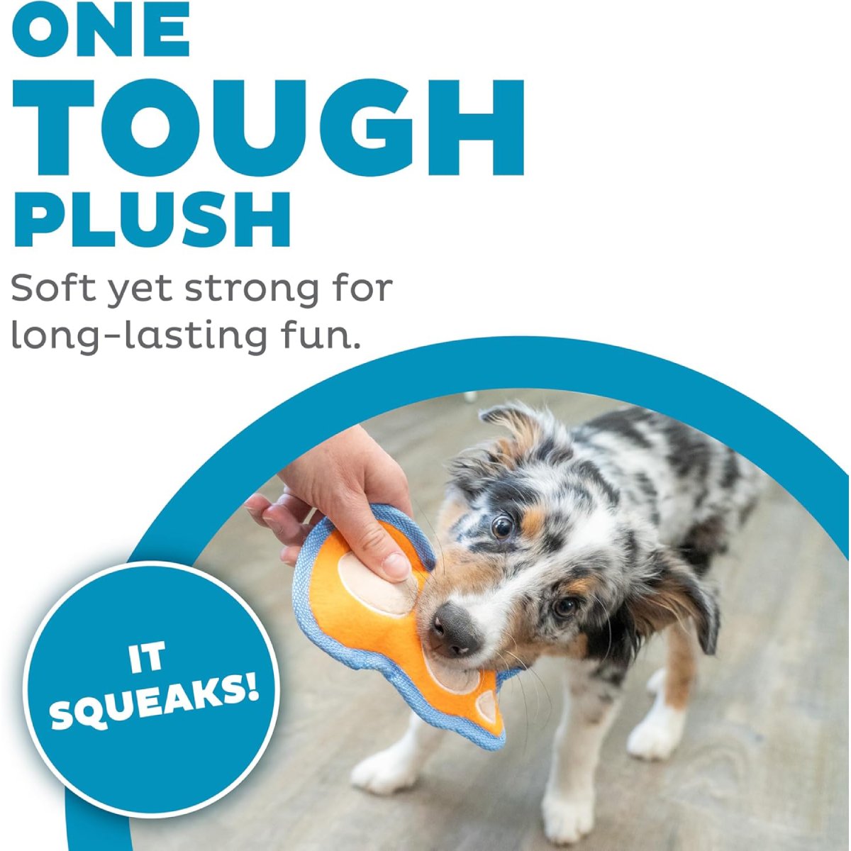 Petstages Mini ORKA and Friends Fox feature image showing tough squeaky plush fox toy for puppies