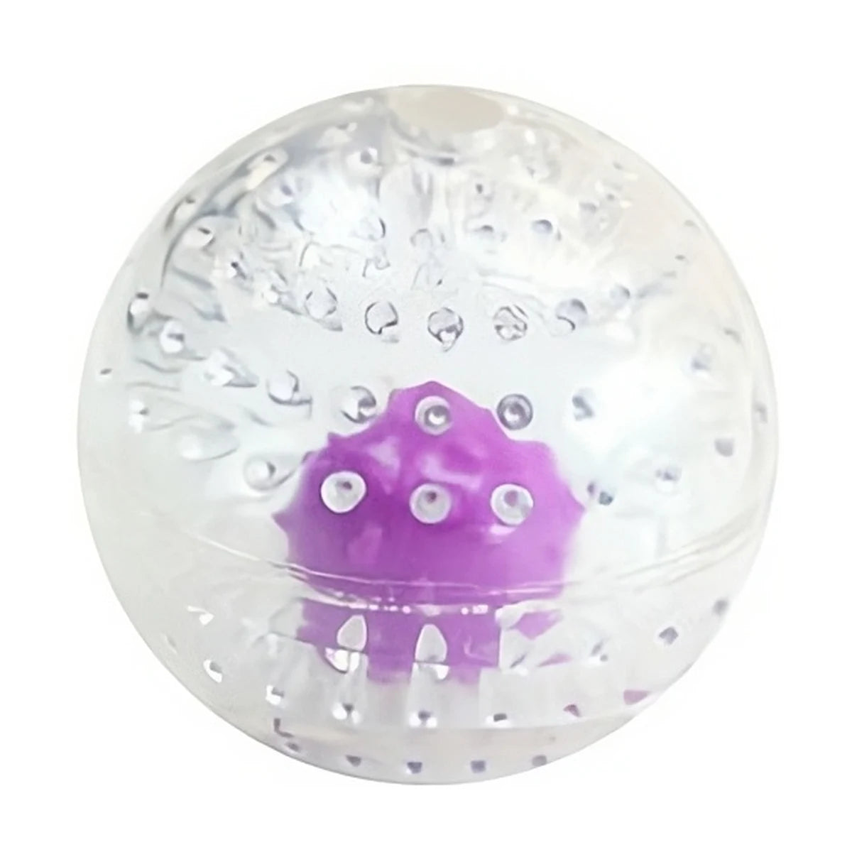 Petstages Nubbiez Treat and Squeak Ball clear purple treat dispensing dog toy