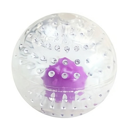 Petstages Nubbiez Treat and Squeak Ball clear purple treat dispensing dog toy